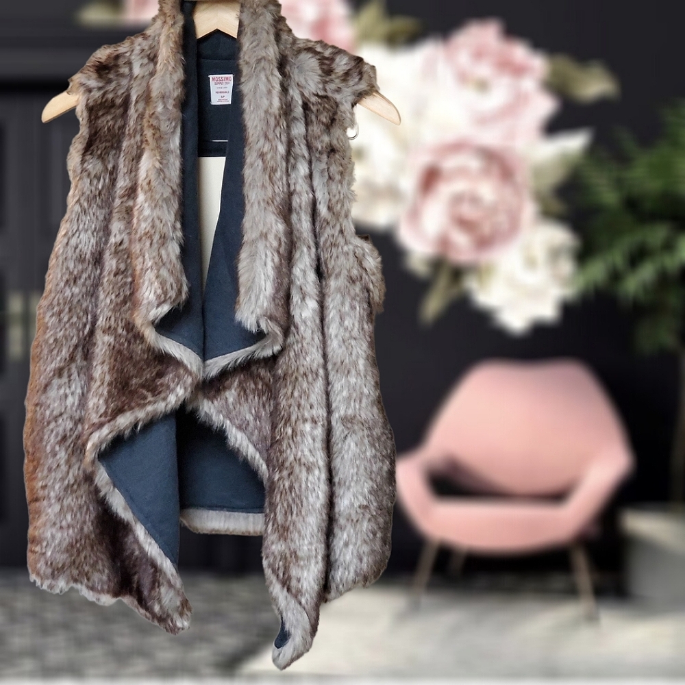 [Reversible] Faux Fur Waterfall Vest